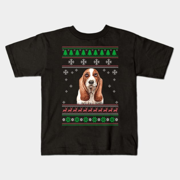 Cute Basset Hound Dog Lover Ugly Christmas Sweater For Women And Men Funny Gifts Kids T-Shirt by uglygiftideas